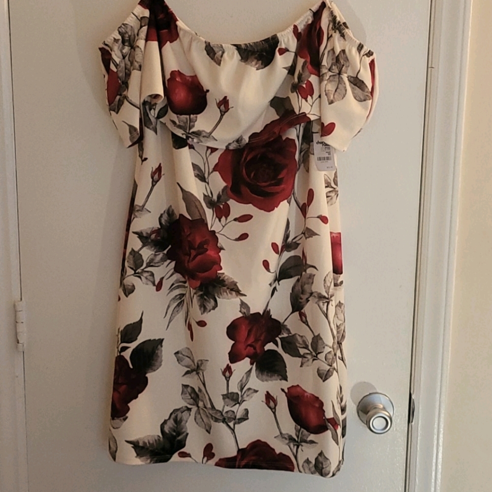 Cream dress with roses